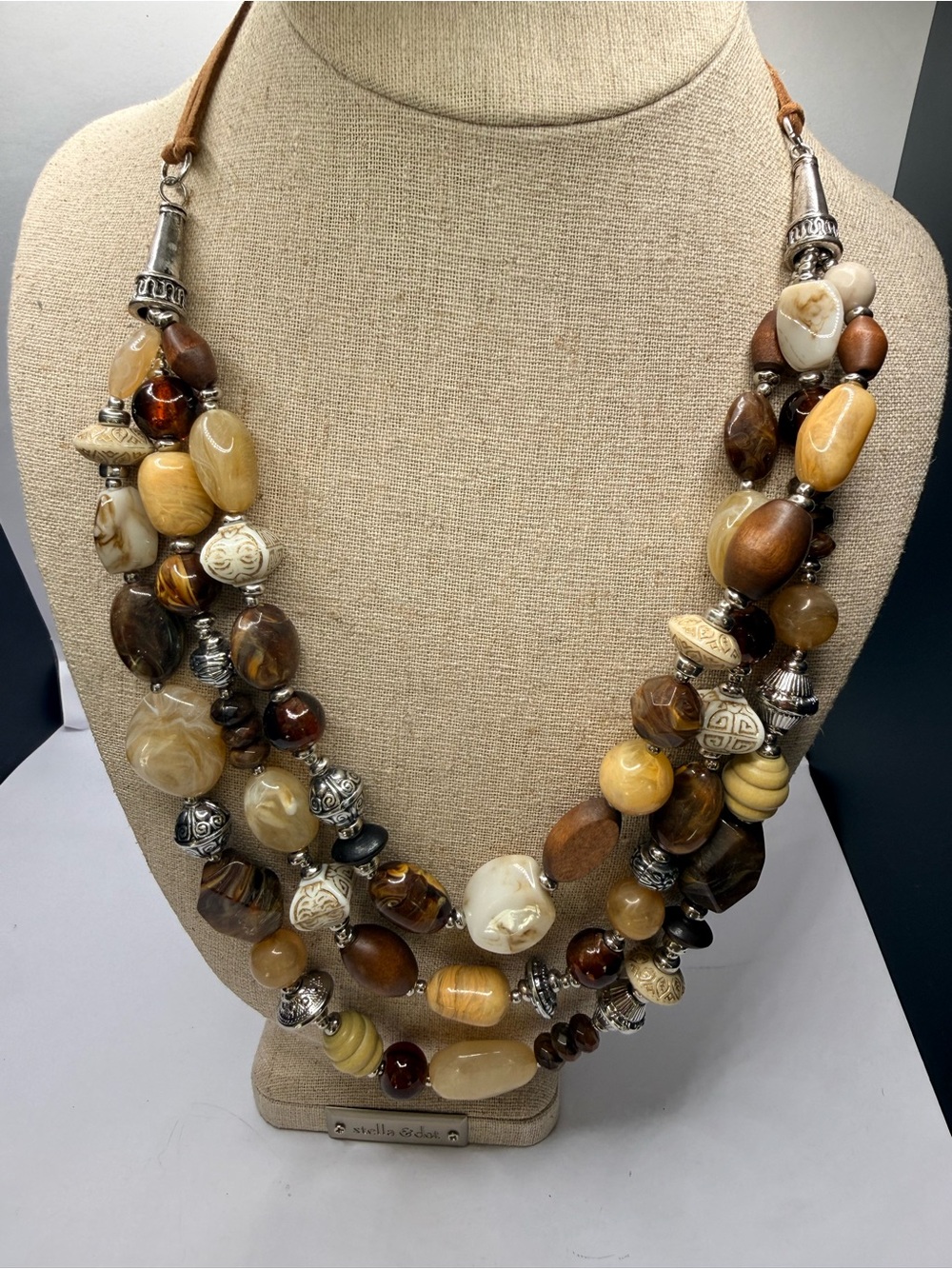 Premier Designs Style Multi Strand Earth Tone Statement Necklace